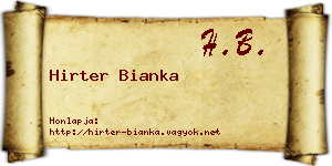 Hirter Bianka névjegykártya